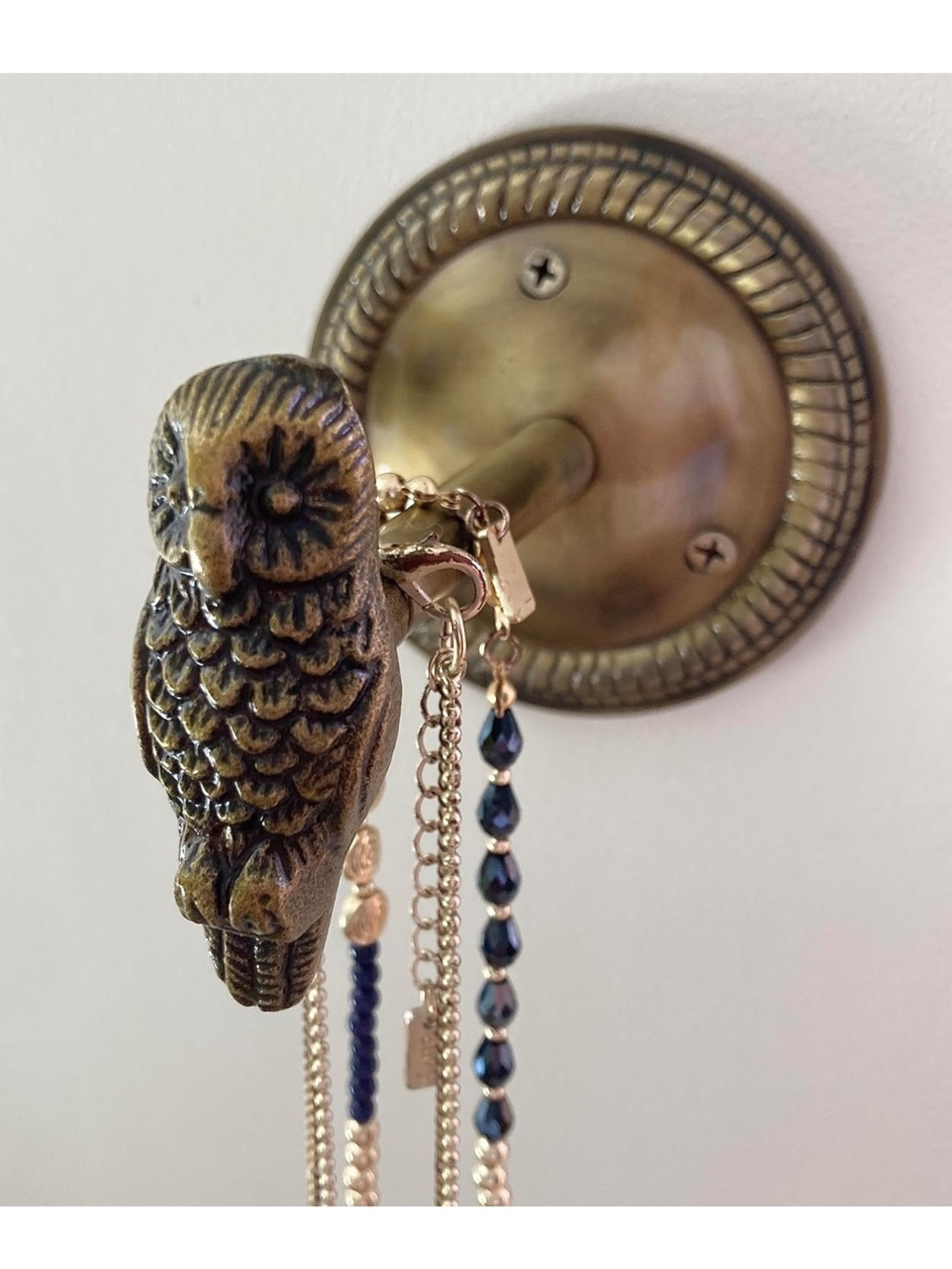 Vintage Antique Brass Owl Wall Hook or Curtain tieback